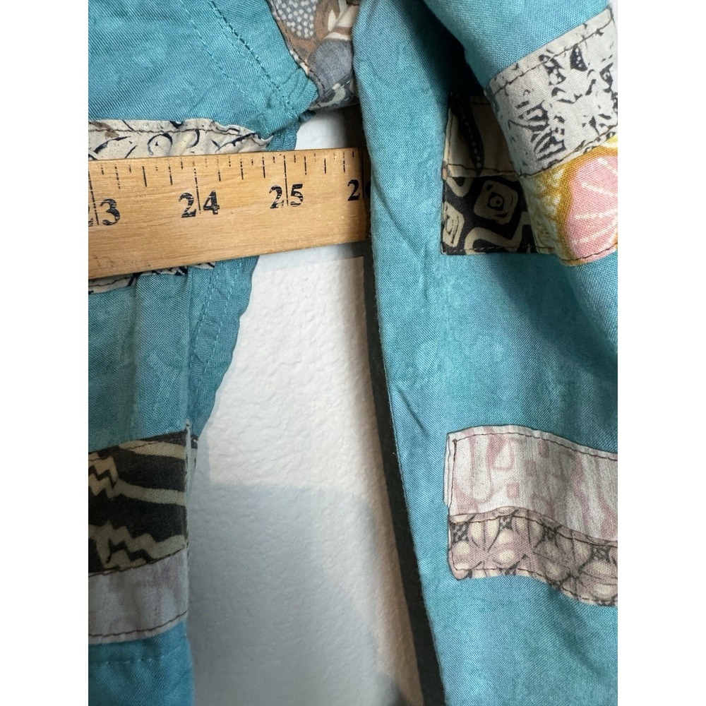 Nativewear Designs XL Jacket Patchwork Ribbon Gold Coins Boho Indonesia Teal Blu - Picture 8 of 8